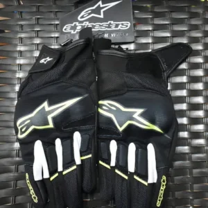 luva moto alpinestars atom preta branca proteÇÃo