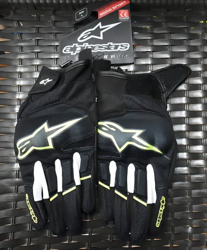 luva moto alpinestars atom preta branca proteÇÃo