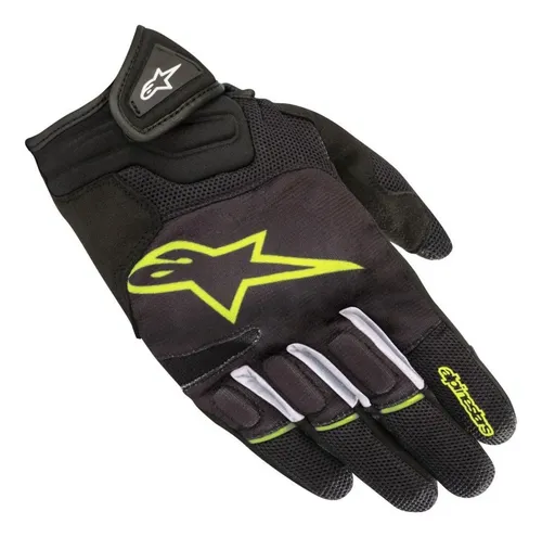 luva moto alpinestars atom preta amarela proteÇÃo